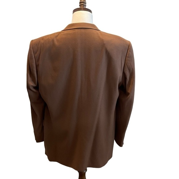 Oscar De La Renta Suit Blazer Jacket Wool Cashmere Brown Size 44L Business - Picture 4 of 12